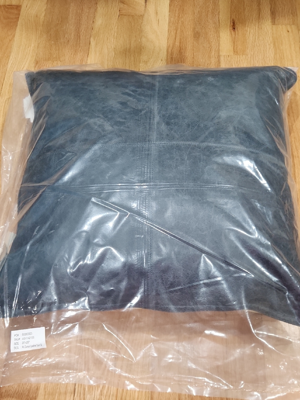 DUMONT Square  Leather Pillow - Blue